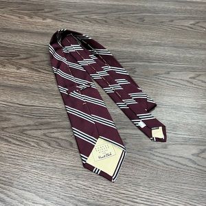 Robert Talbott Estate NWT Maroon w/ Navy & White Stripe Tie